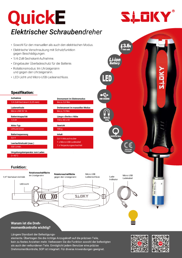 Sloky_QuickE Eletrischer Schraubendreher